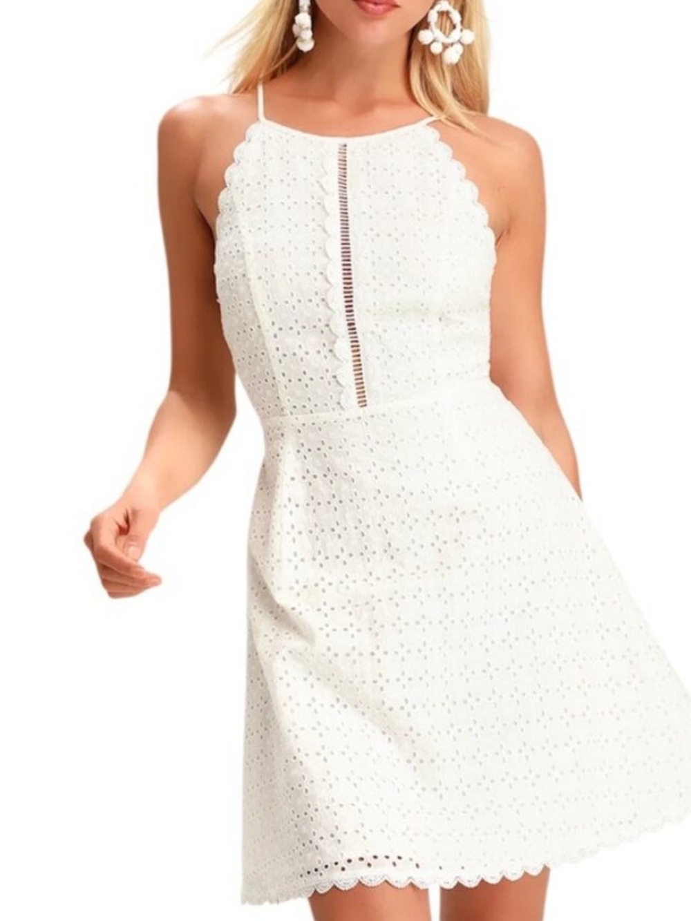 Lulus let your heart go white eyelet cotton mini dress